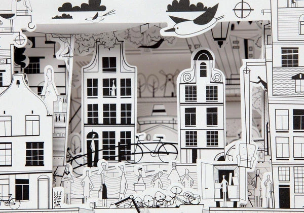 3D Color City Miniature - Amsterdam à Colorier - Coloriage Enfant 6 Ans Et + – Image 4