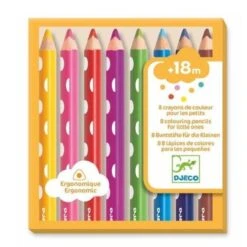 Djeco 8 Gros Crayons De Couleurs Bébé 18 Mois Et +