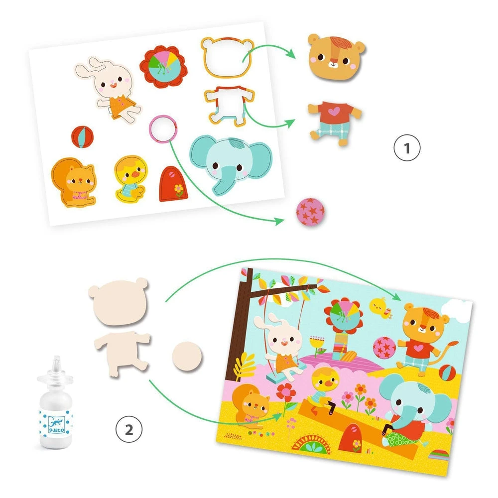 Djeco Collages Pour Les Tout-petits - Ma Journée - Coffret Loisir Créatif Bébé 18 Mois Et + – Image 2