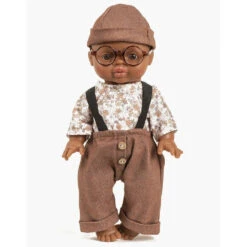 Ensemble Jules Et Son Bonnet Motif Végétal - Vêtement Pour Poupée Et Poupon