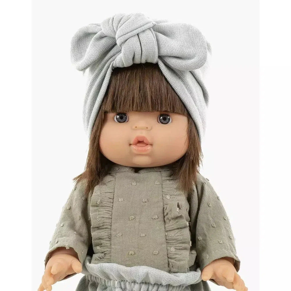 Turban En Molleton Couleur Thé Vert - Accessoire Pour Poupée Et Poupon