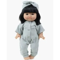 Combinaison Lili Et Son Headband En Molleton Couleur Thé Vert - Vêtement Pour Poupée Et Poupon