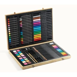 Djeco La Grande Boîte De Couleurs - Coffret En Bois De Nécessaire à Dessin - Crayons Et Feutres Pour Enfant 6 Ans Et +