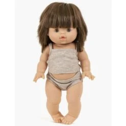 Dessous Fille En Maille Côtelée Couleur Beige Chiné - Sous-vêtement Pour Poupée Et Poupon