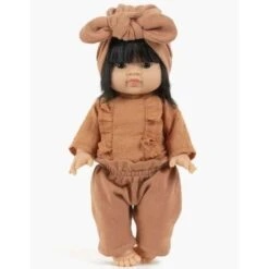 Ensemble Lili 3 Pièces En Plumetis Et Molleton Couleur Cassonade - Vêtement Pour Poupée Et Poupon