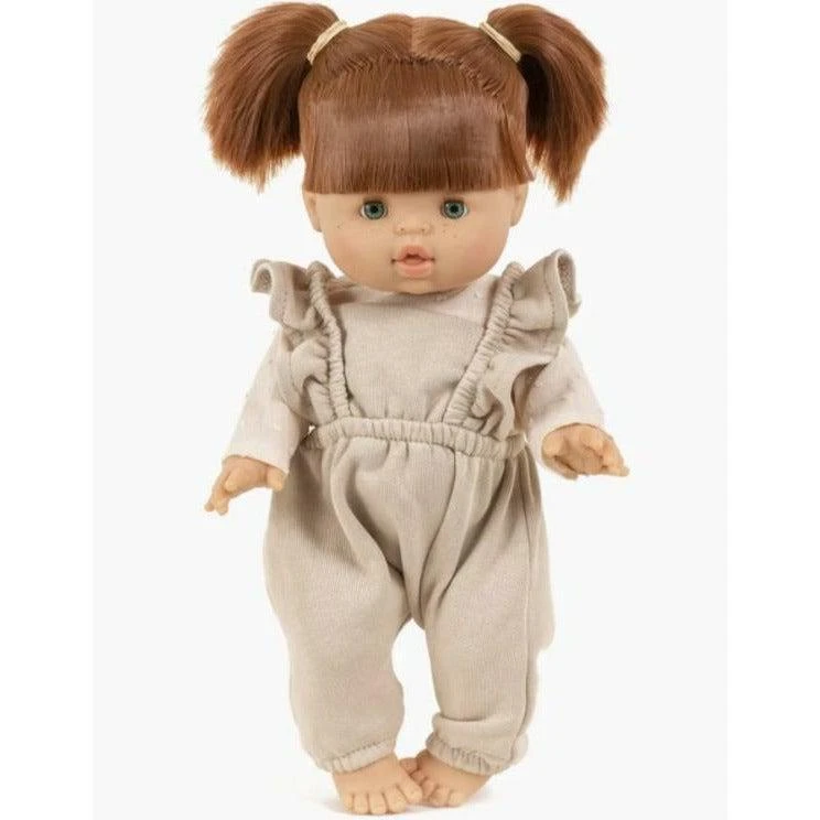 Ensemble Maya En Molleton Couleur Lin Et Son Top Pauline En Plumetis - Vêtement Pour Poupée Et Poupon