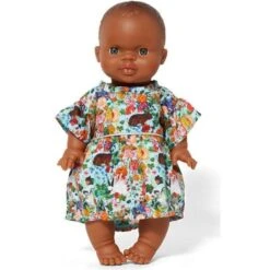 Robe Daisy Et Son Headband En Coton Motif Les Lapins - Collab Nathalie Lété - Vêtement Pour Poupée Et Poupon