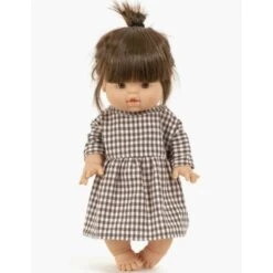 Robe Faustine Vichy Chocolat - Vêtement Pour Poupée Et Poupon