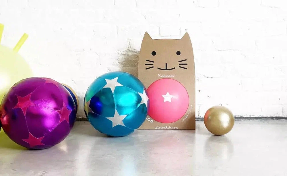 Grand Ballon à Gonfler En Tissu - Etoiles Violet Diam. 30cm – Image 3