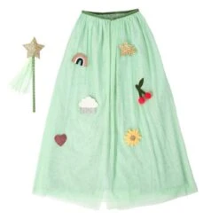 Meri-Meri Cape En Tulle Verte Et Baguette Magique étoile - Déguisement Enfant 3-6 Ans
