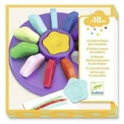 Djeco 12 Crayons Fleurs Pour Les Petits - Crayons à La Cire Bébé 18 Mois Et +