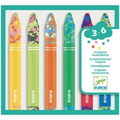 Djeco 6 Crayons Multicolores - Crayons à La Cire Enfant 3 Ans Et +