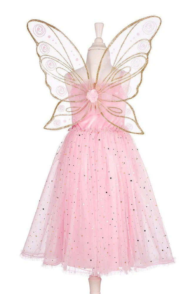 Déguisement Robe De Fée Avec Ailes Rosyanne Enfant 3-4 Ans, Couleur Rose Et Paillettes – Image 2