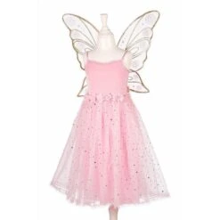 Déguisement Robe De Fée Avec Ailes Rosyanne Enfant 5-7 Ans, Couleur Rose Et Paillettes