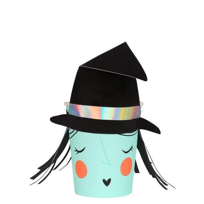 Meri-Meri Gobelets Sorcières - 8 Verres En Carton Pour Halloween
