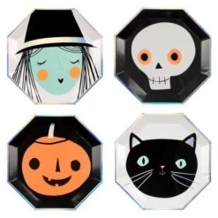 Meri-Meri 8 Grandes Assiettes En Carton - Assorties Halloween