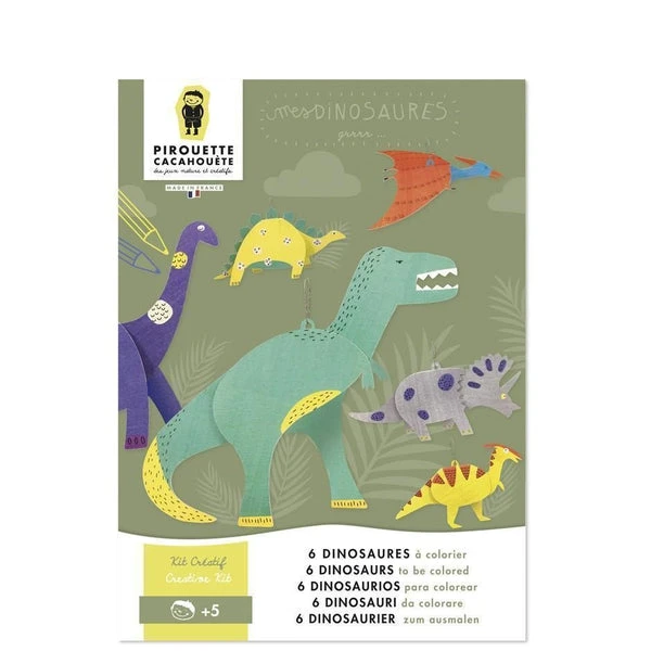 Mes Dinosaures - 6 Suspensions Dinosaures à Colorier - Loisir Créatif Enfant 6 Ans Et +