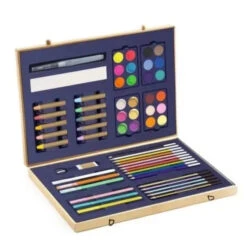 Djeco La Grande Boîte De Couleur à Paillettes - Coffret En Bois De Nécessaire à Dessin - Crayons Et Feutres Pour Enfant 6 Ans Et +