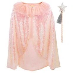 Meri-Meri Cape à Sequins Rose Et Baguette Magique - Déguisement Enfant 3-6 Ans