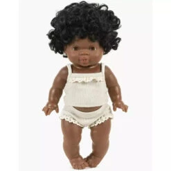 Dessous Fille En Maille Côtelée Couleur Lin Et Sa Dentelle - Sous-vêtements Pour Poupée Et Poupon