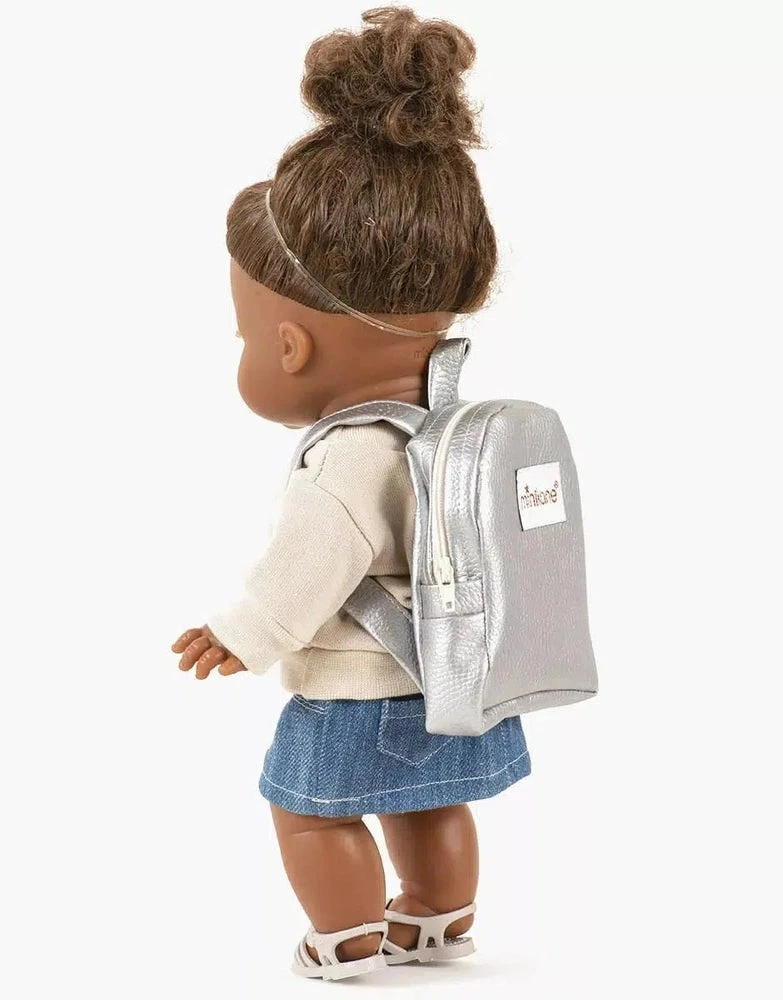 Sac à Dos Théo En Simili Cuir Couleur Rose Gold - Accessoire Pour Poupée Et Poupon – Image 2