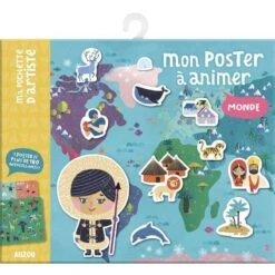 Mon Poster à Animer - Le Monde - Poster De Gommettes Enfant 5 Ans Et +
