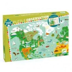 Djeco Tour Du Monde - Puzzle D'observation 200 Pièces Pour Enfant De 6 Ans Et +
