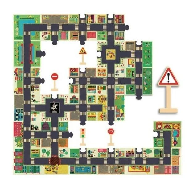 Djeco La Ville - Puzzle Géant Pop To Play, 24 Pièces Pour Enfant De 3 Ans Et +