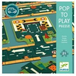 Djeco La Route - Puzzle Géant Pop To Play, 21 Pièces Pour Enfant De 3 Ans Et +
