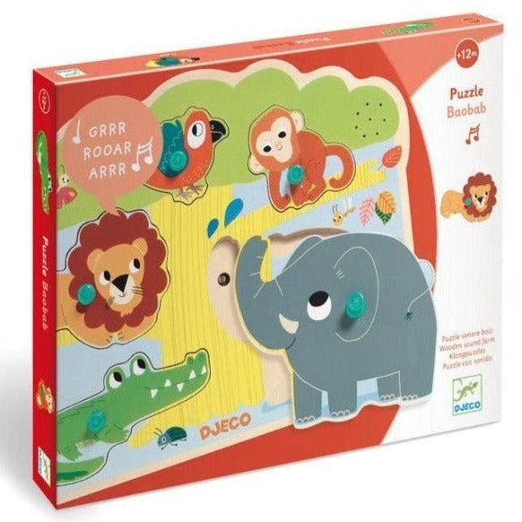 Djeco Puzzle Sonore En Bois Pour Bébé Dès 12 Mois - Baobab