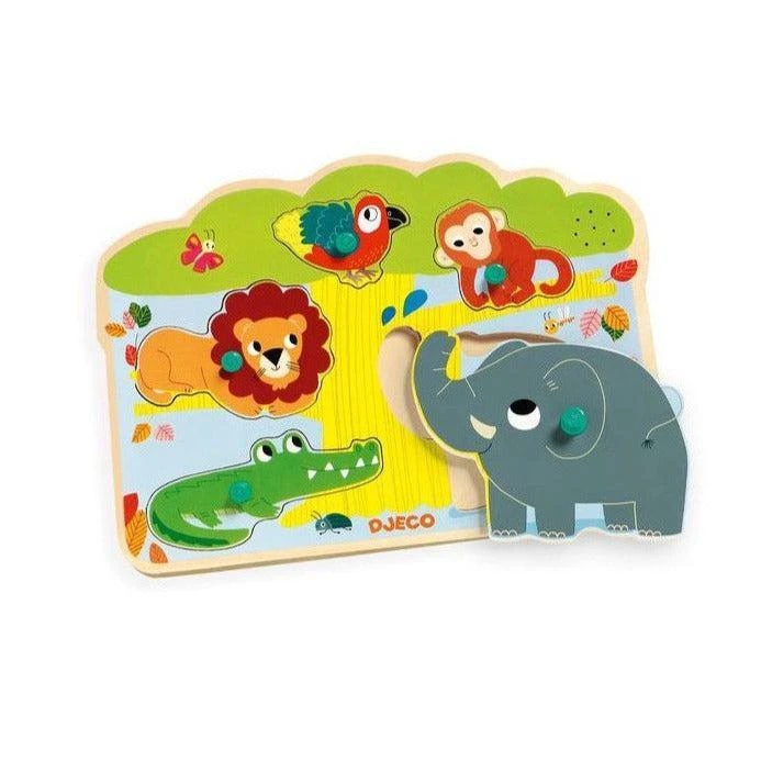 Djeco Puzzle Sonore En Bois Pour Bébé Dès 12 Mois - Baobab – Image 2