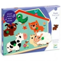 Djeco Puzzle Sonore En Bois Pour Bébé Dès 12 Mois - Ouaf Woof