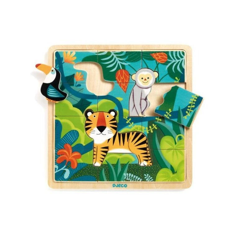 Djeco Puzzle En Bois 15 Pièces Pour 3 Ans Et Plus - Puzzlo Jungle – Image 2