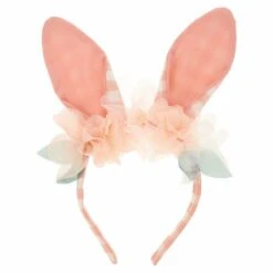 Meri-Meri Serre Tête Oreilles De Lapin Vichy Rose - Déguisement Enfant