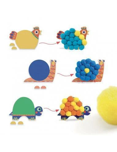 Djeco Silhouettes Et Pompons Animaux Tout Doux - Coffret Loisir Créatif Bébé 18 Mois Et + – Image 2