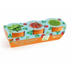 Kit De Jardinage - Mes 3 Pots Gourmands - Basilic, Tomates Cerises Et Cressonnette à Faire Pousser